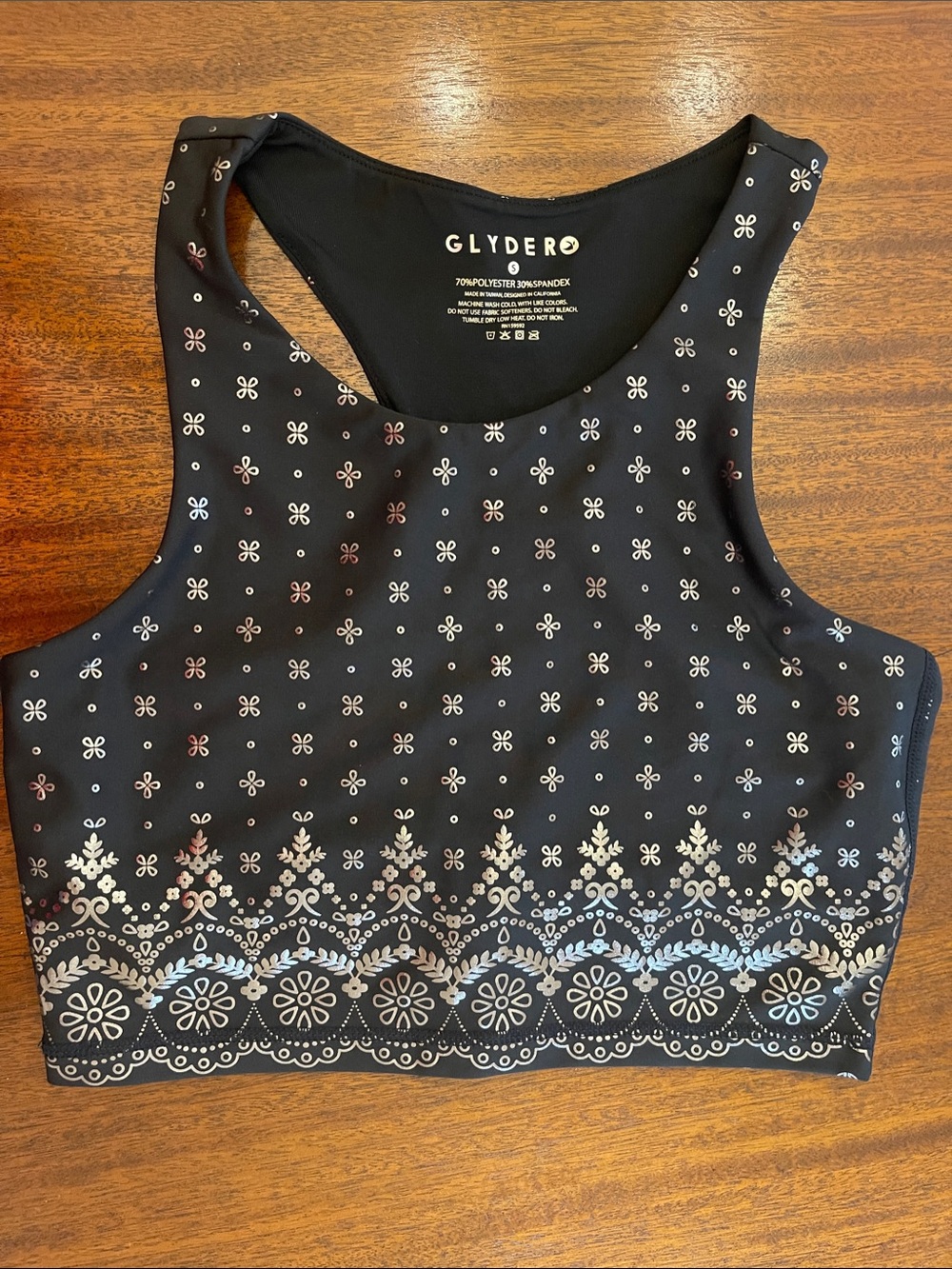 Glyder Black Racerback Sportsbra with Silver Accents